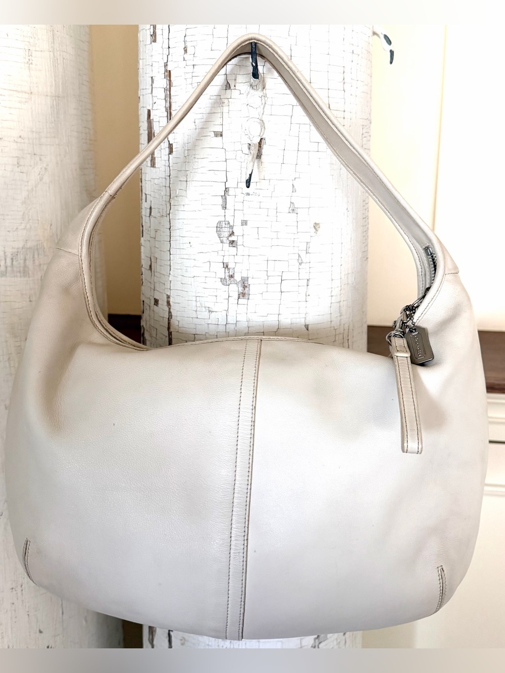 COACH + COA Vintage Ergo 9221 Ivory Glove Tanned Leather Hobo Shoulder Bag Y2K - Picture 9 of 10